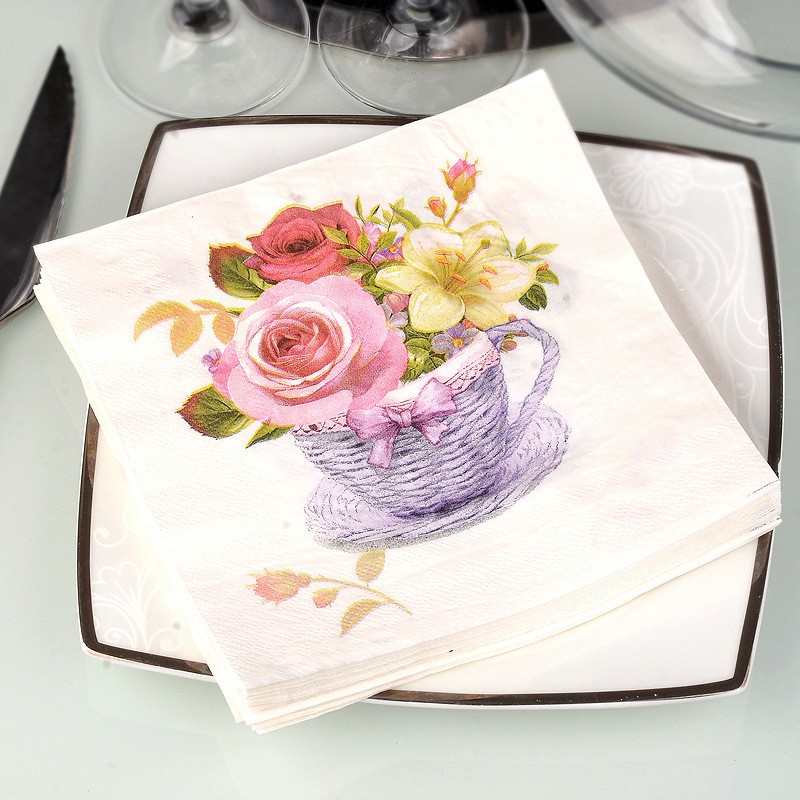 Set 20 Khăn Giấy In Hình Hoa Đáng Yêu Dùng Một Lần Đa Ứng Dụng