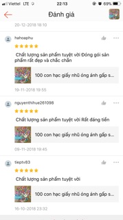 HẠC GIẤY NHŨ ÓNG ÁNH - 100 CON