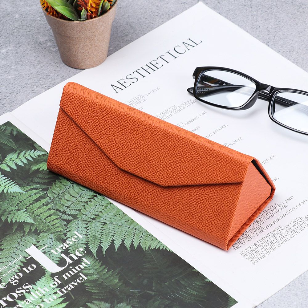 Bebetterm 1Pc Unisex Triangle Eyeglasses Case Portable Cross Pattern Waterproof Fashion Folding Accessories/Multicolor