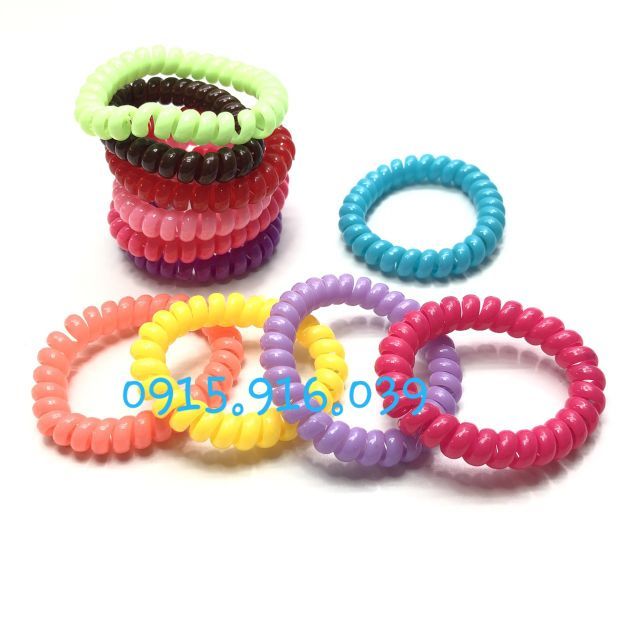 Set 5 Cột Tóc Lò Xo Màu Lớn, Buộc Tóc Lò Xo Size Lớn