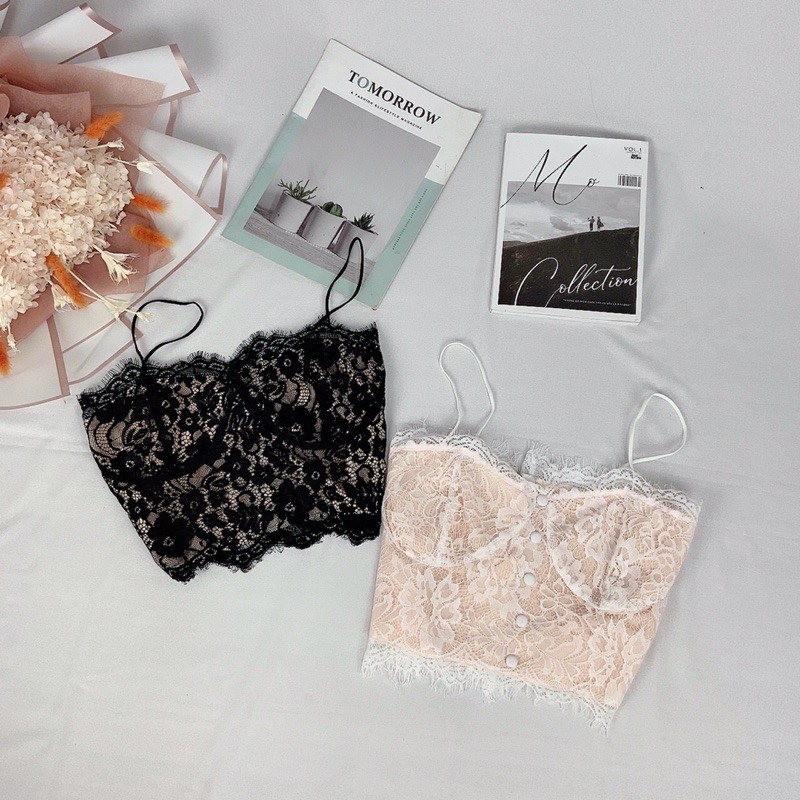 áo hai dây ren phối nút bọc thời trang sexy quyến rũ  UK