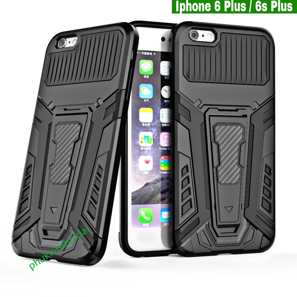 Iphone 6 plus / 6s plus / Iphone 6 / 6s ốp lưng chống sốc Iron Man Pro cao cấp giá đỡ xem phim