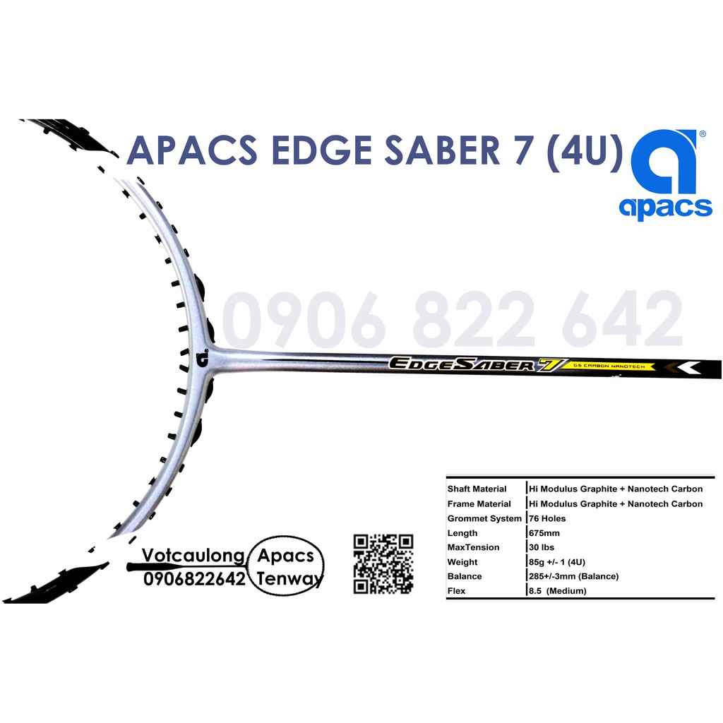 Vợt cầu lông Apacs Edge Saber 7 - 4U | Vợt chính hãng, phù hợp đánh phong trào