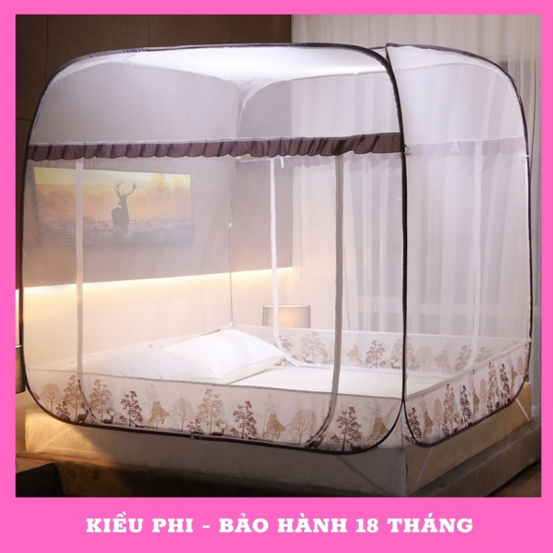 ☄◙✔Mùng chụp tự bung đỉnh vuông Kiều Phi - màn người lớn gấp gọn thông minh cao cấp