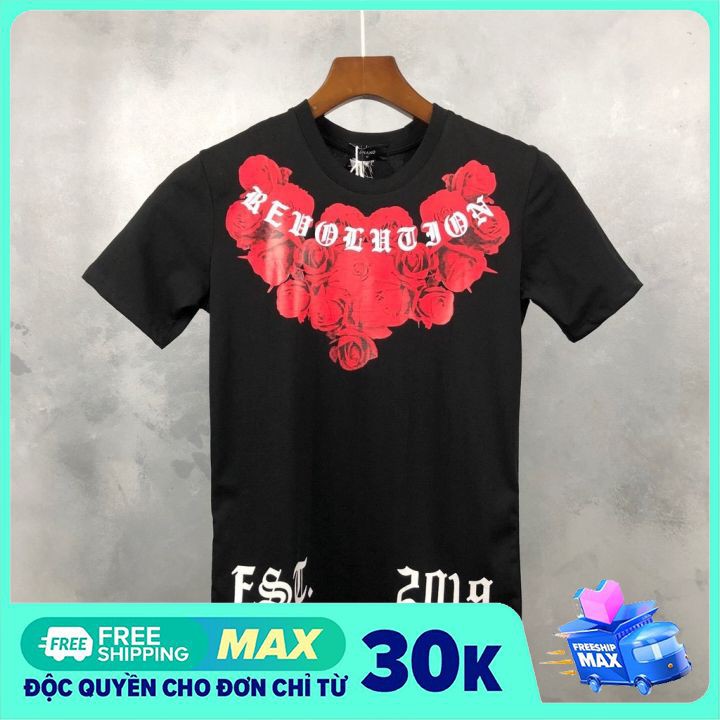Áo phông nam mikenco hoa hồng đỏ ,chất cotton co giãn nhẹ không bai nhão phong cách hàn quốc _áo thun nam Mikenco2