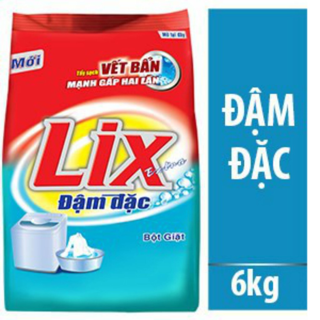 Bột giặt Lix Extra đậm đặc túi 6kg tặng (rửa chén 1.5l)