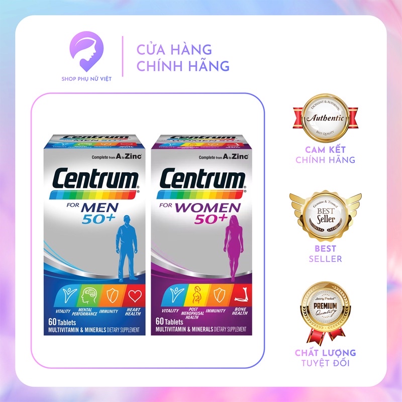 Centrum for Women 50+, for Men 50+ hộp 90 viên