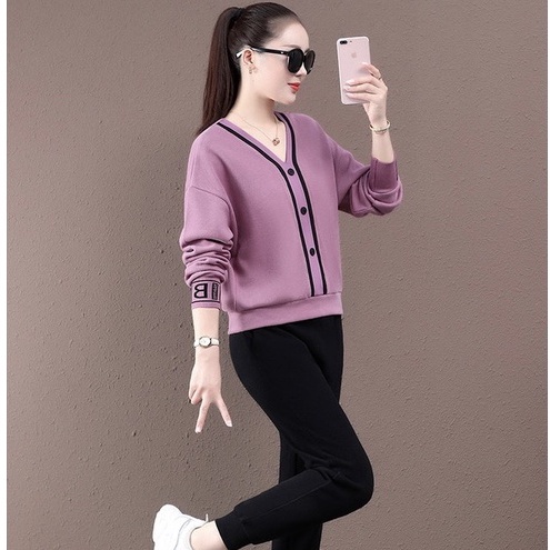 Set bộ quần áo nữ thu đông - Bộ da cá dáng thể thao trẻ trung cá tính