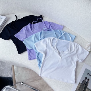 Áo kiểu croptop giả yếm