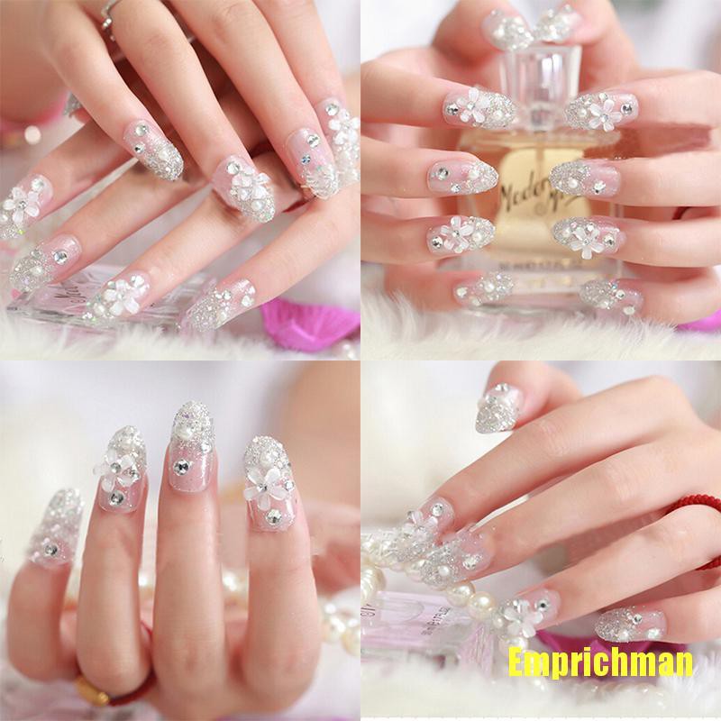 (Hàng Mới Về) Móng Tay Giả Đính Đá 3d Thời Trang Cho Nữ