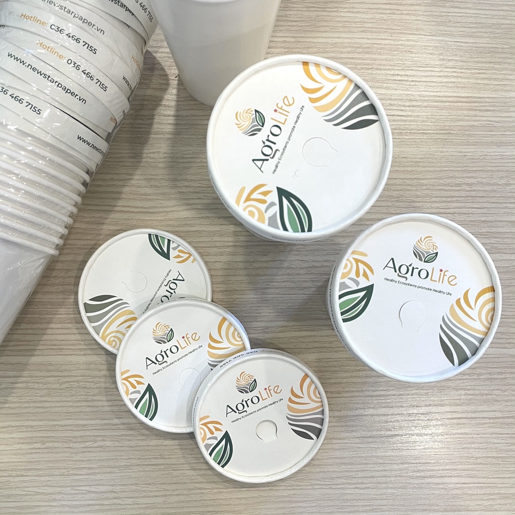 Ly 22oz~649ml - Combo 10 ly giấy trơn & 10 nắp giấy có đục lỗ