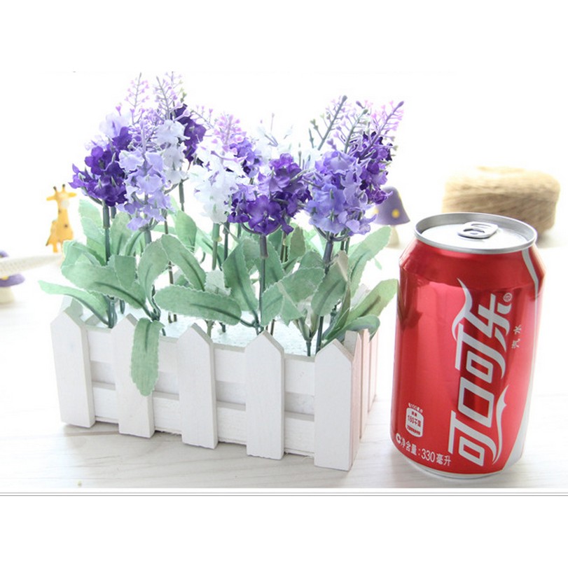 Hoa giả, hoa trang trí, hoa giả cao cấp - hàng rào gỗ lavender