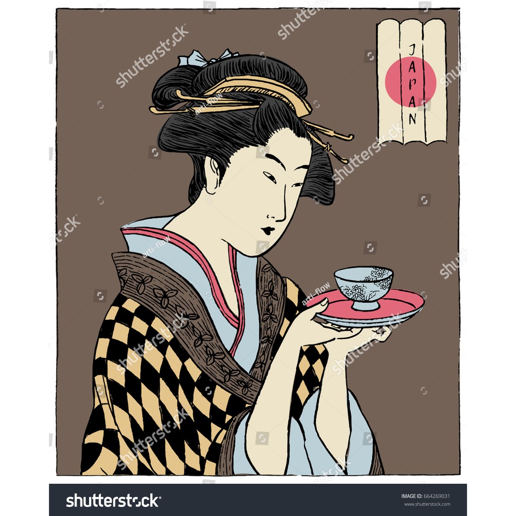 Tranh lụa 3d Quán ăn Phòng trà phong cách Nhật Bản QAPTNB-02