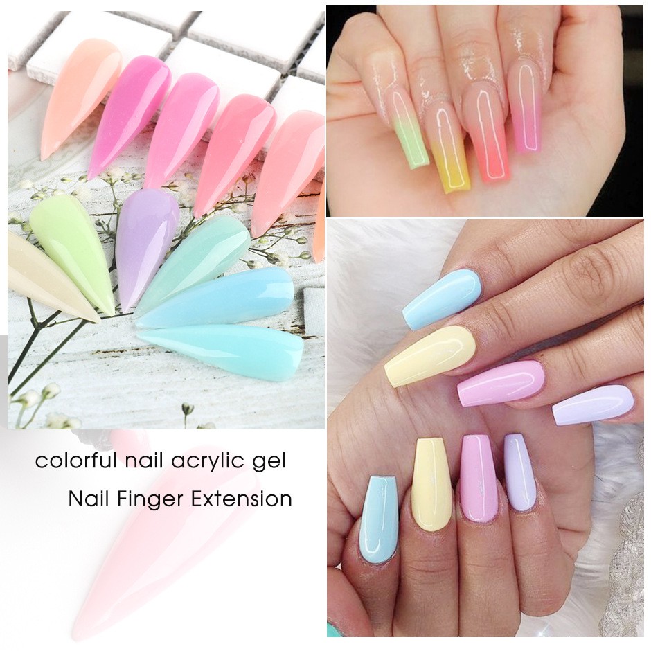 Gel UV nhựa acrylic đắp làm dài móng màu thạch dạ quang sáng tạo