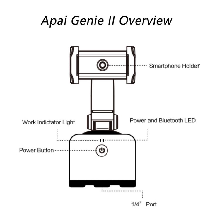 APAI GENIE II 360° Rotation Smart Selfie Stick Auto Face Object Tracking Camera Tripod Holder Smart Shooting Phone Mount