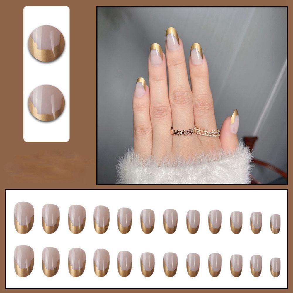 Bộ 24 Móng Tay Giả Che Phủ Toàn Diện Họa Tiết Hoa Xinh Xắn