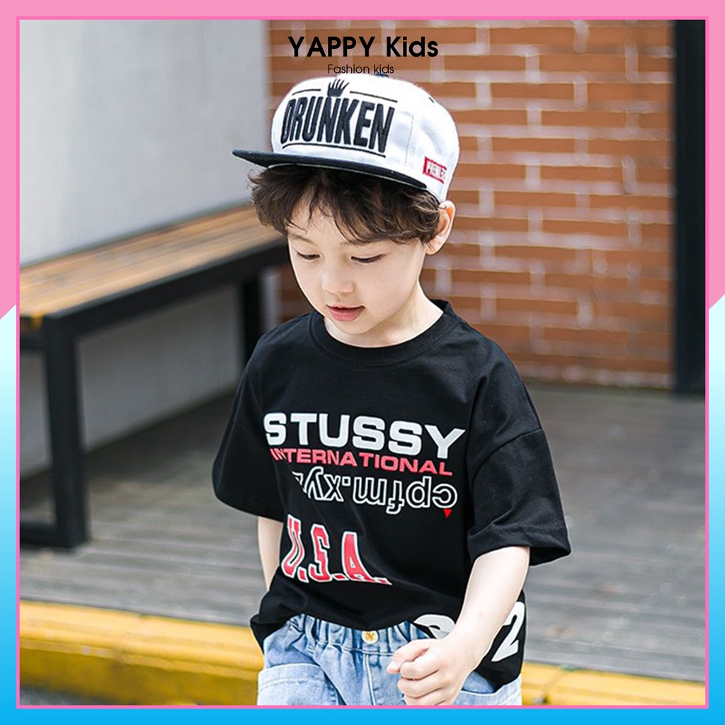 Áo cộc tay bé trai 10-35kg chất liệu cotton thoáng mát cho bé usa