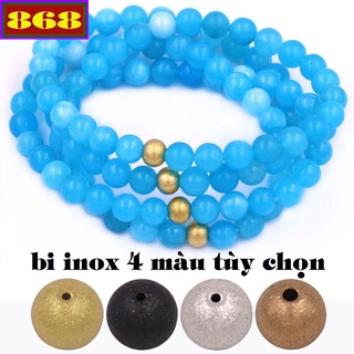 Vòng chuỗi 108 hạt ngọc tủy xanh biển 6 ly kèm charm bi inox vntxbbbi108 - tràng chuỗi phong thủy mệnh thủy, mộc