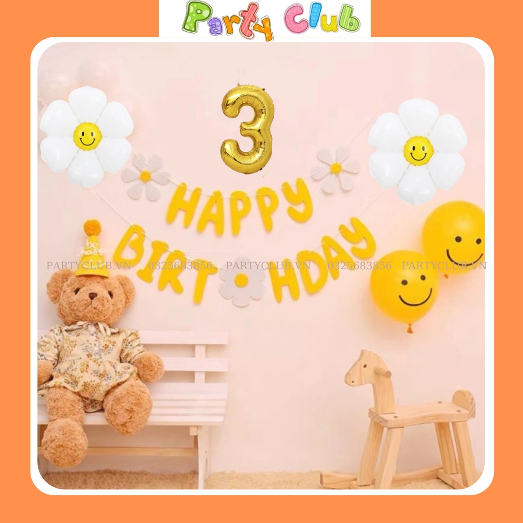 Set bóng trang trí sinh nhật cho bé màu vàng mẫu mới