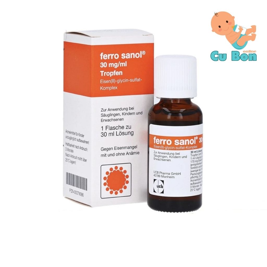 Sắt nước Ferro Sanol tropfen Đức cho trẻ từ sơ sinh, trẻ em, người lớn 30ml