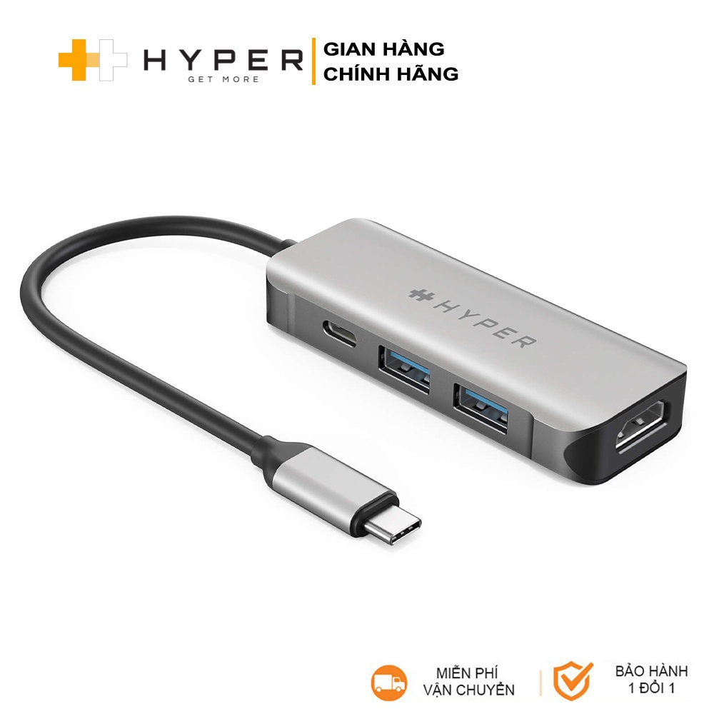 Cổng chuyển HyperDriver HDMI 4K/60Hz 4-IN-1 USB-C Hub (HD41) - Phân Phối Chính Hãng