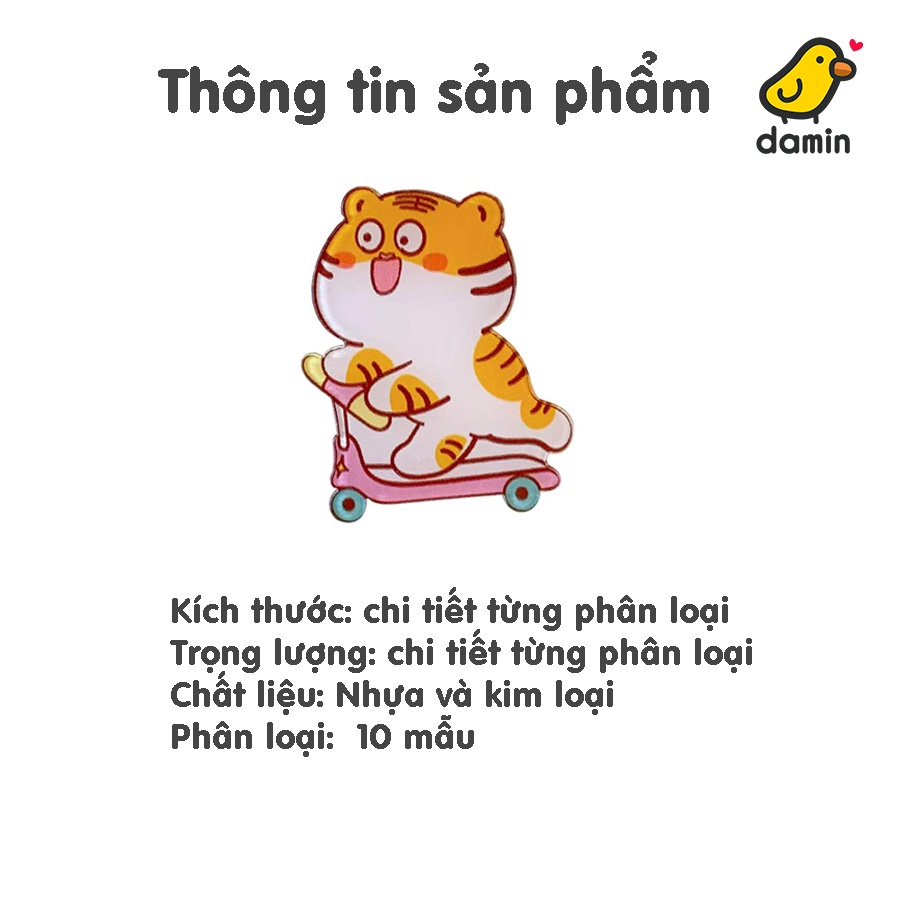 Huy Hiệu Ghim Cài Áo, Cài Balo Túi Xách Trang Trí Hình Hổ Con Dễ Thương