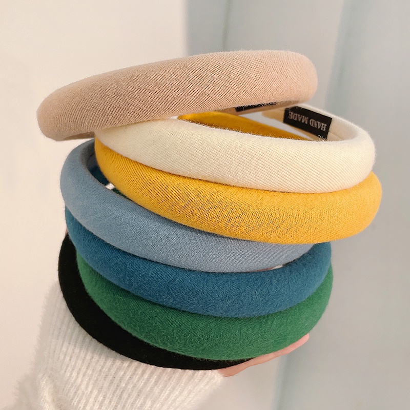 Băng Đô Cài Tóc Bằng Xốp Đệm Nhung Màu Kẹo Thời Trang Cho Nữ