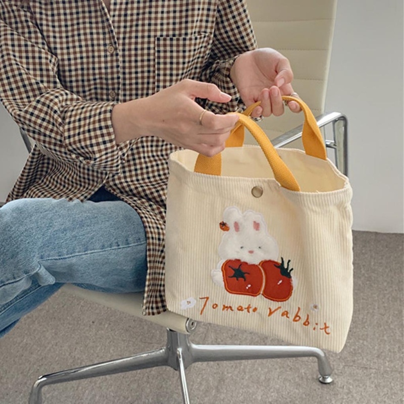 Túi Tote Vải Nhung Có Tay Cầm Đựng Đồ Ăn Trưa Tiện Dụng