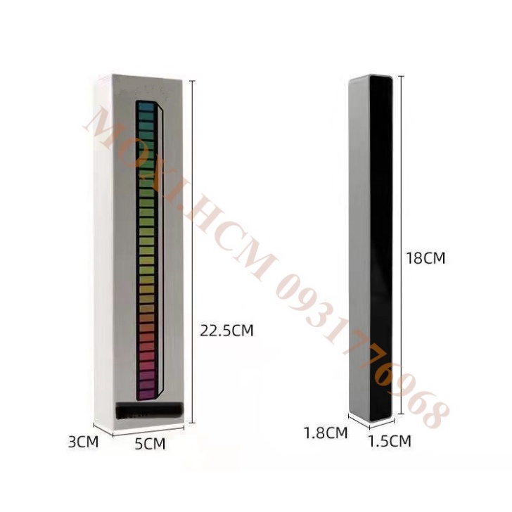 【kèm cáp sạc usb + đế +miếng dán】Đèn thanh LED cảm biến âm nháy theo nhạc nhiều chế độ khác nhau 32 bit thông minh MOXI.