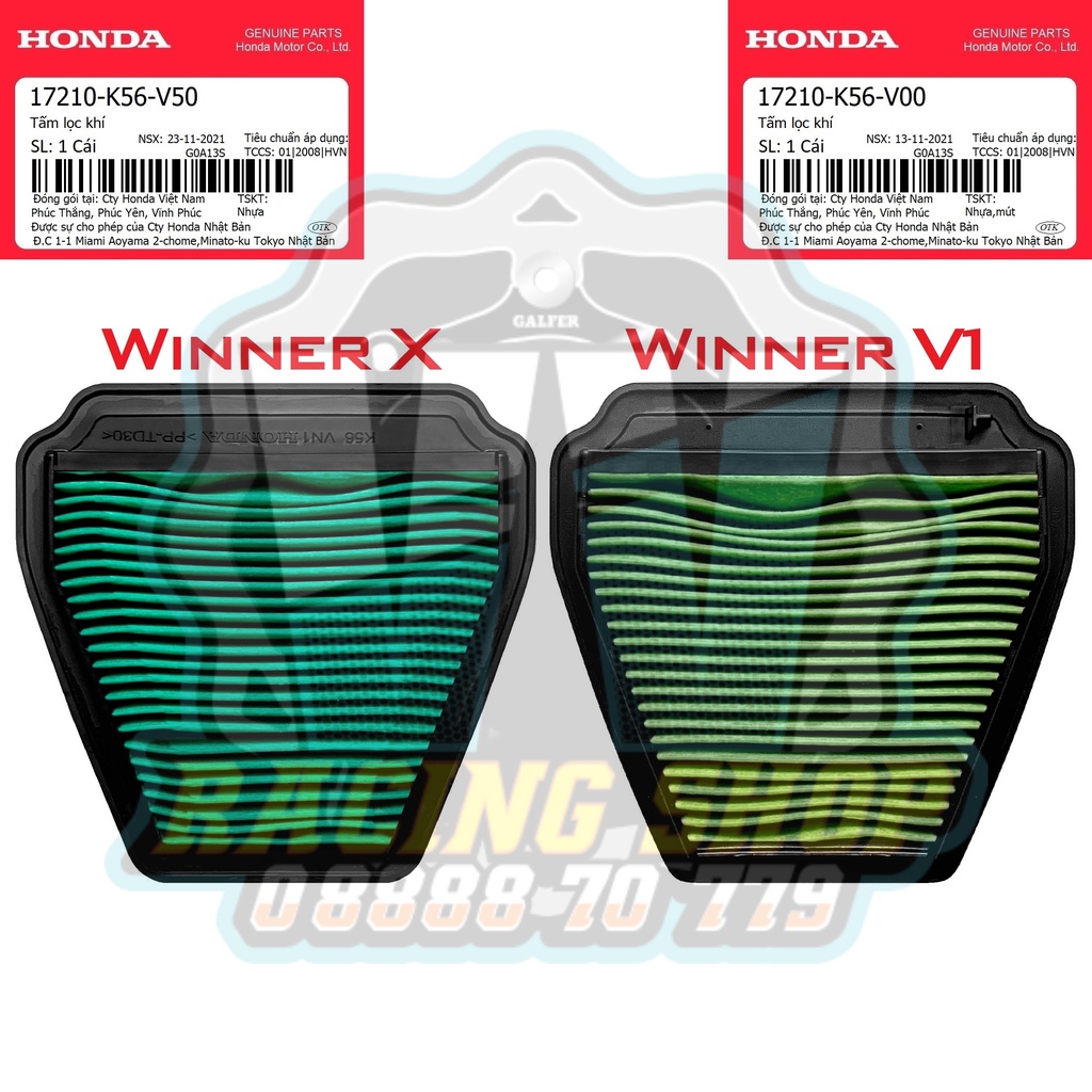 Lọc Gió Zin / Tấm Lọc Khí Winner V1 - Winner X / 2022 - GTR - Sonic - RS150 V1 V2 V3 (17210K56V00 | 17210K56V50)