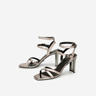 [Chính hãng] Vascara Giày Cao Gót Ankle Strap Metallic - SDN 0637 - Màu Xám Khói Đậm Mới Về