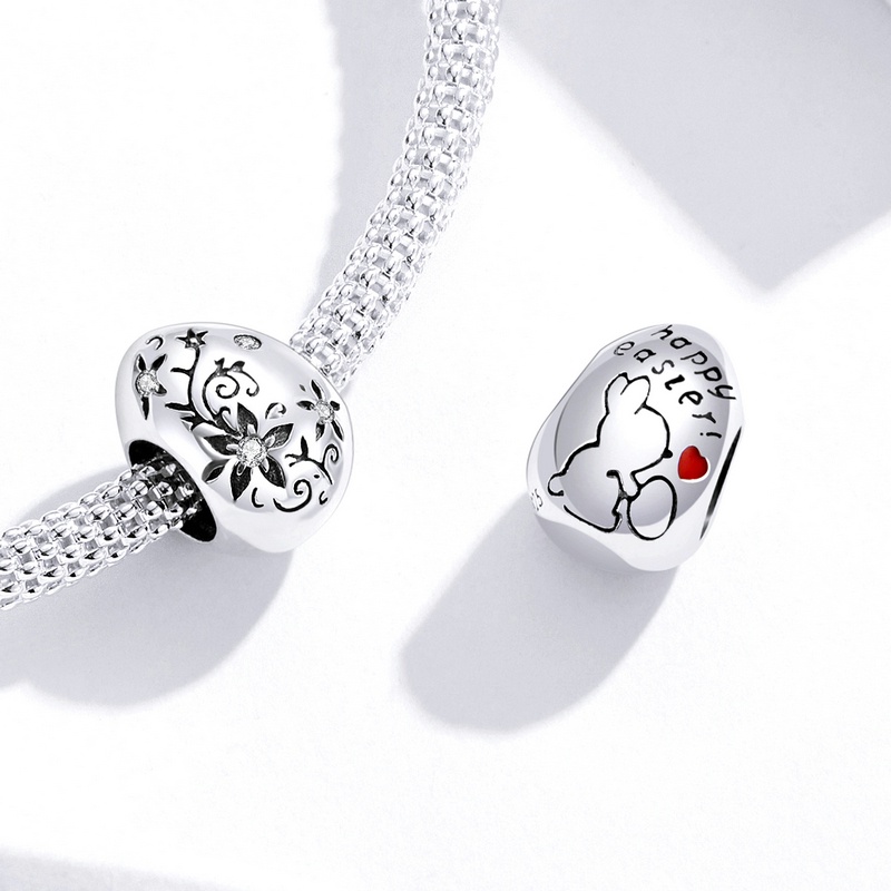 BAMOER Hạt Bạc 925 Hình Thỏ Trứng Phục Sinh Tự Làm Vòng Tay / Vòng cổ