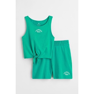 Bộ xanh cotton bé gái vợt sale