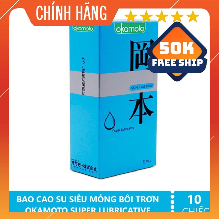 bao Cao SuFreeshipOkamoto Super Lubricated Siêu Mỏng Siêu Bôi Trơn Hộp 10 Cái
