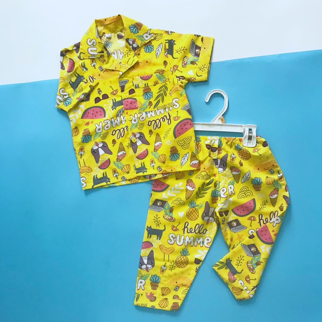 Pijama tay ngắn cho bé vải kate thái size 10-45kg nhiều mẫu