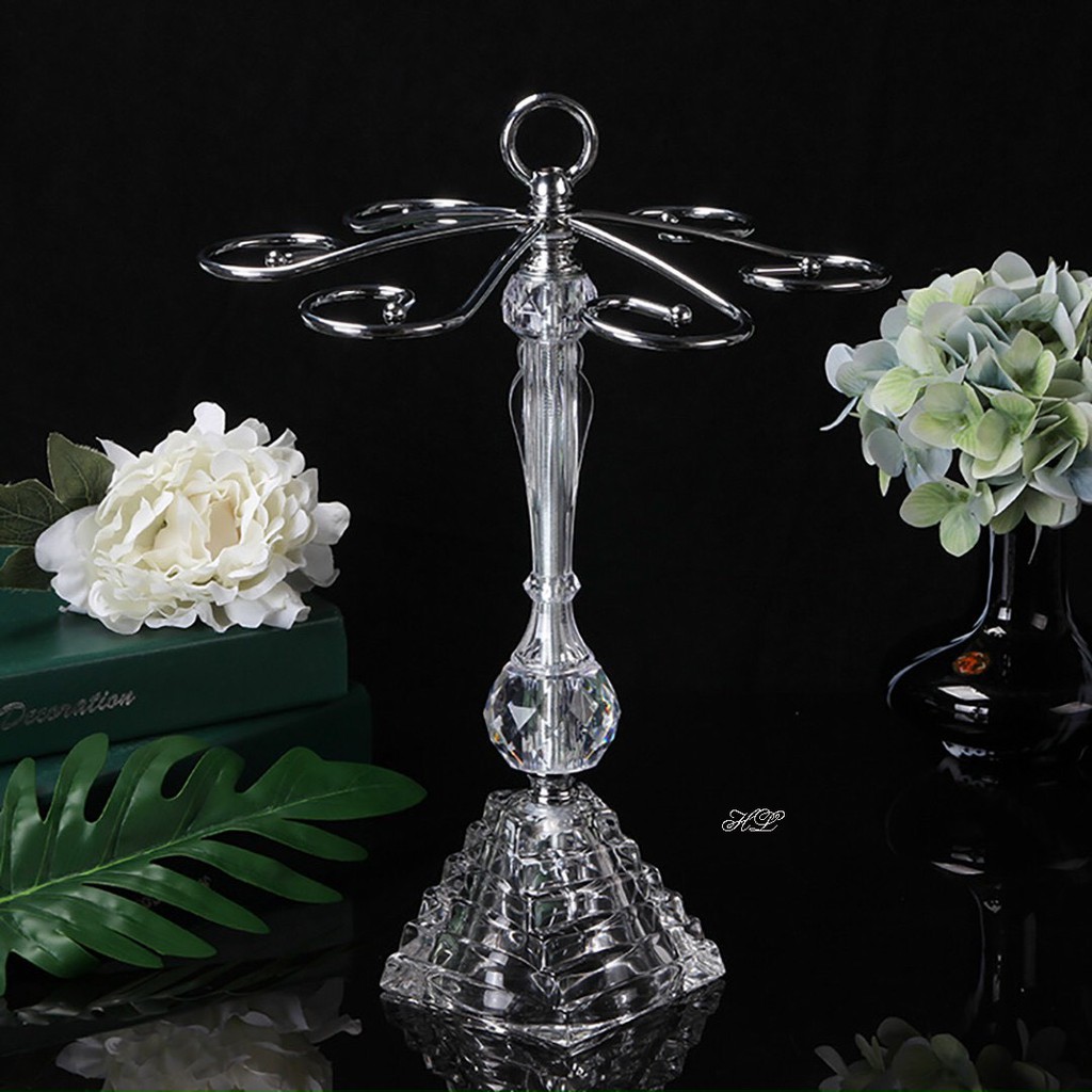 Hàng decor xuất dư Giá kệ treo ly uống rượu vang inox kiểu pha lê kim cương để bàn đẹp cao cấp giá rẻ