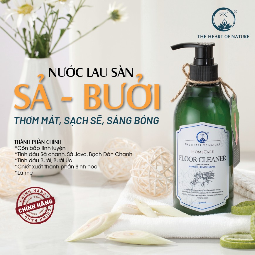 Nước lau sàn tinh dầu thảo mộc PK 300ml- hoàn toàn từ hữu cơ, an toàn cho mọi lứa tuổi