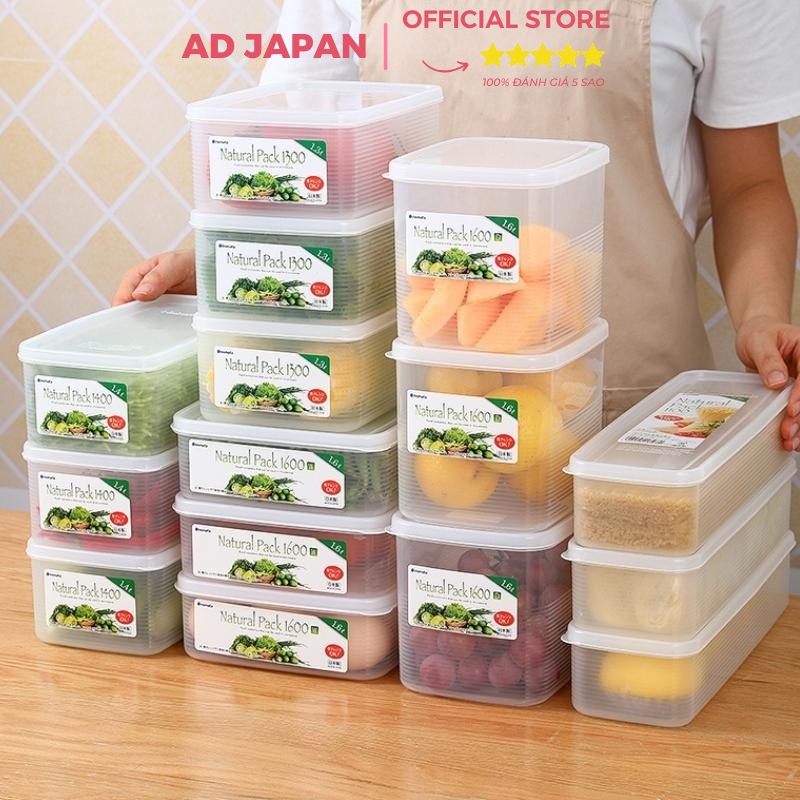 Hộp đựng thực phẩm bảo quản thức ăn, hộp trữ đông, đựng đồ đa năng bằng nhựa Inomata hàng nội địa Nhật Bản AD63