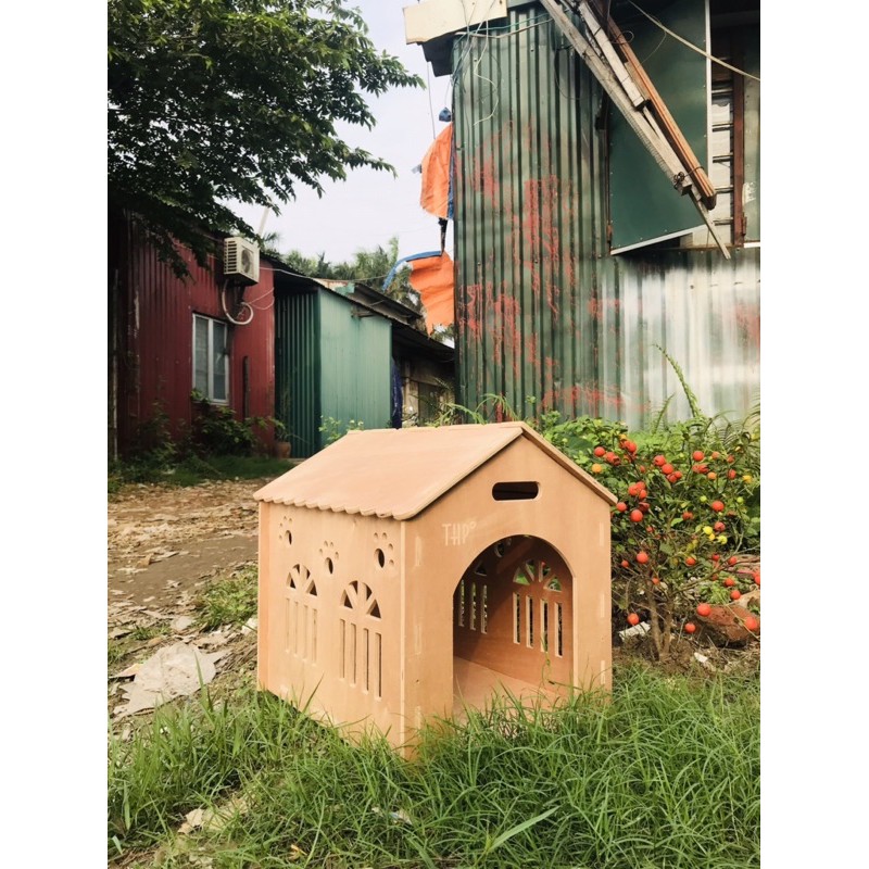 Nhà gỗ chó mèo size M(0-7kg), gỗ cao cấp lau rửa nước thoải mái.