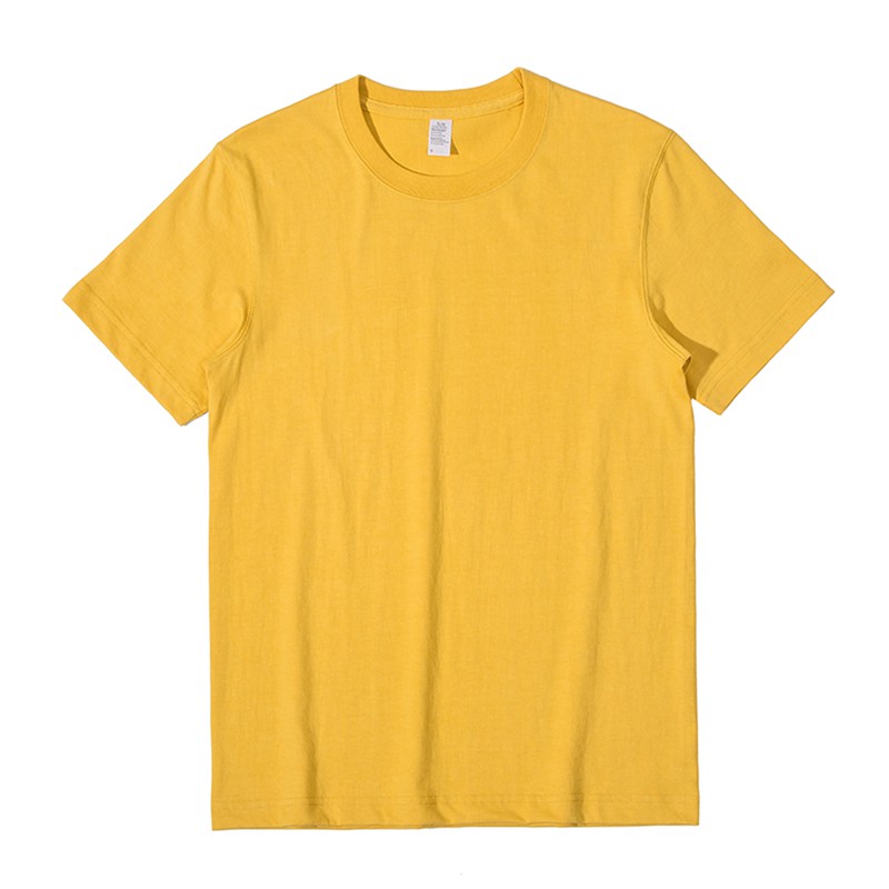 250G Áo Phông 100% vải Cotton chải kĩ, loại bỏ lông thừa - Áo thun trơn định lượng 260gsm Màu Vàng Form Unisex Hè 2022