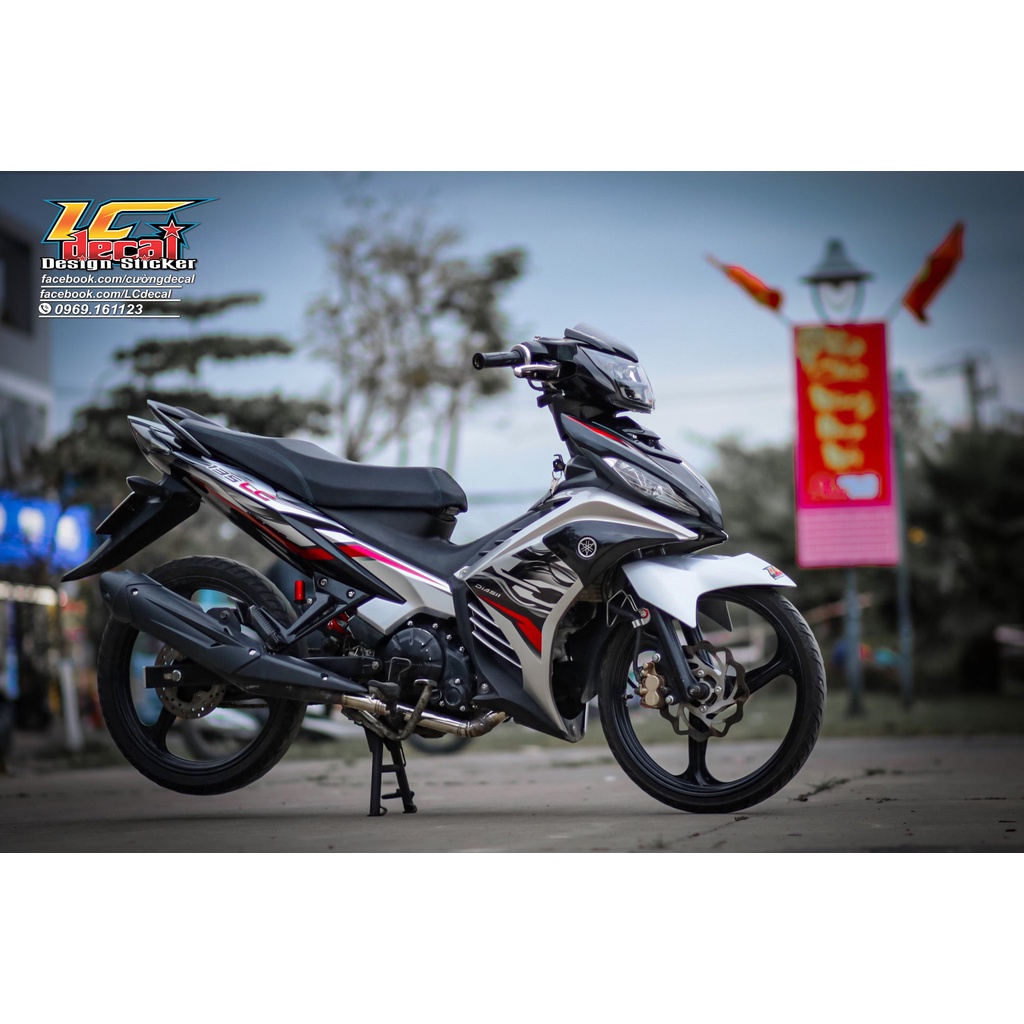 Tem Rời Dán Xe Exciter 135 2011 Mẫu LC 2020 Bạc Đỏ Đen Cực Chất, Hàng 3 Lớp Chất Lượng Cao