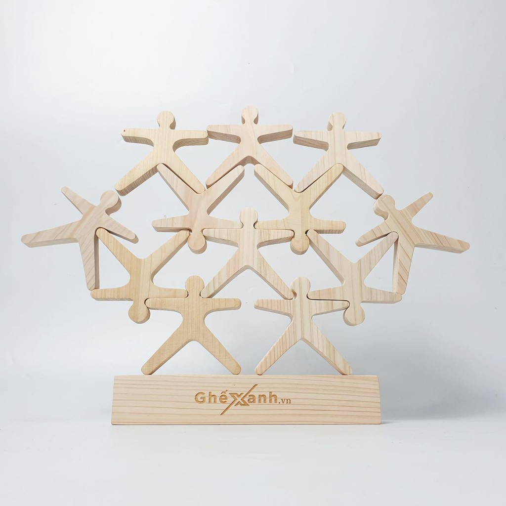 Bộ đồ chơi xếp hình cân bằng người gỗ - gỗ Thông Hinoki