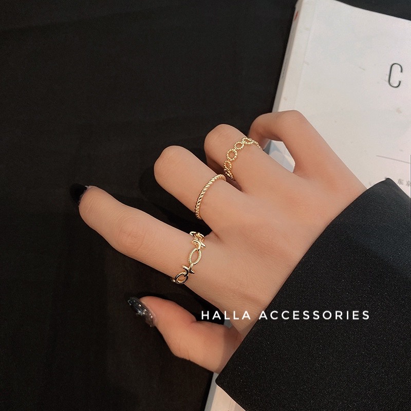 Nhẫn Nữ màu Gold Deer Pattern cao cấp HALLA NH112