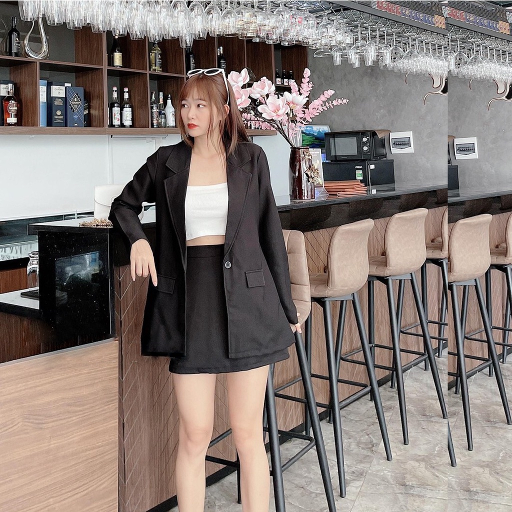 Áo Blazer Vest Nữ 1 Lớp Khoác Ngoài Dài Tay Kiểu Dáng Trẻ Trung Thời Trang Nữ Lintee