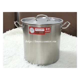 Nồi Súp inox 430 cao cấp - Nồi inox lớn dung tích 10 lít, kích thướt 24x24 cm dùng nấu bánh chưng,luộc gà, nấu phở