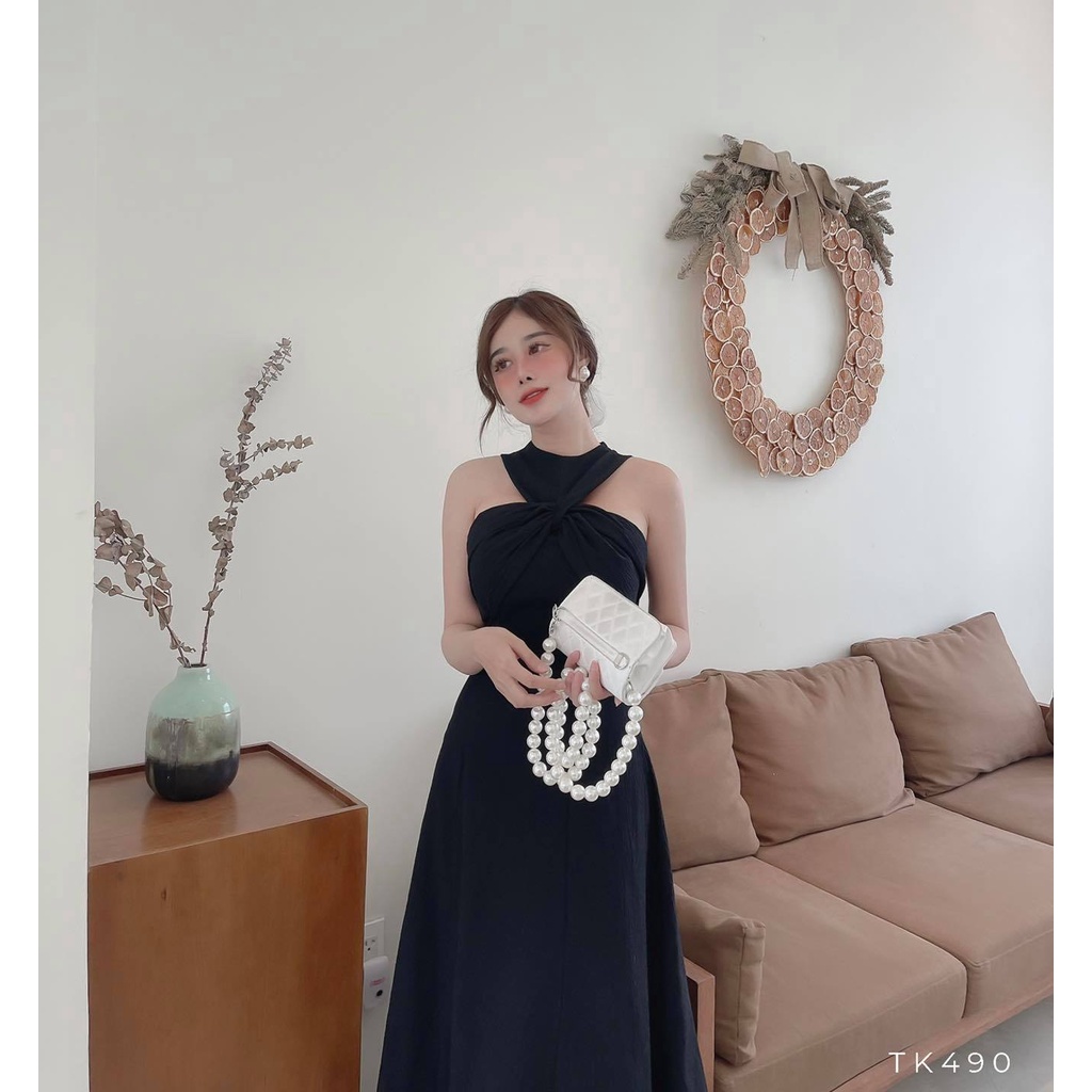 ĐẦM DỰ TIỆC MIDI XOẮN NGỰC KASAA DRESS