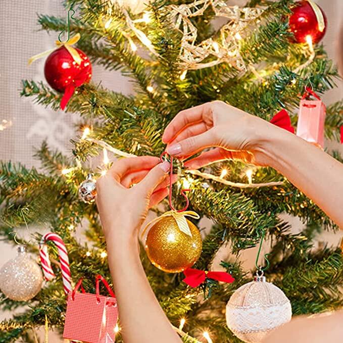 Set 50 móc treo cây thông noel hình chữ S bằng kim loại trang trí giáng sinh