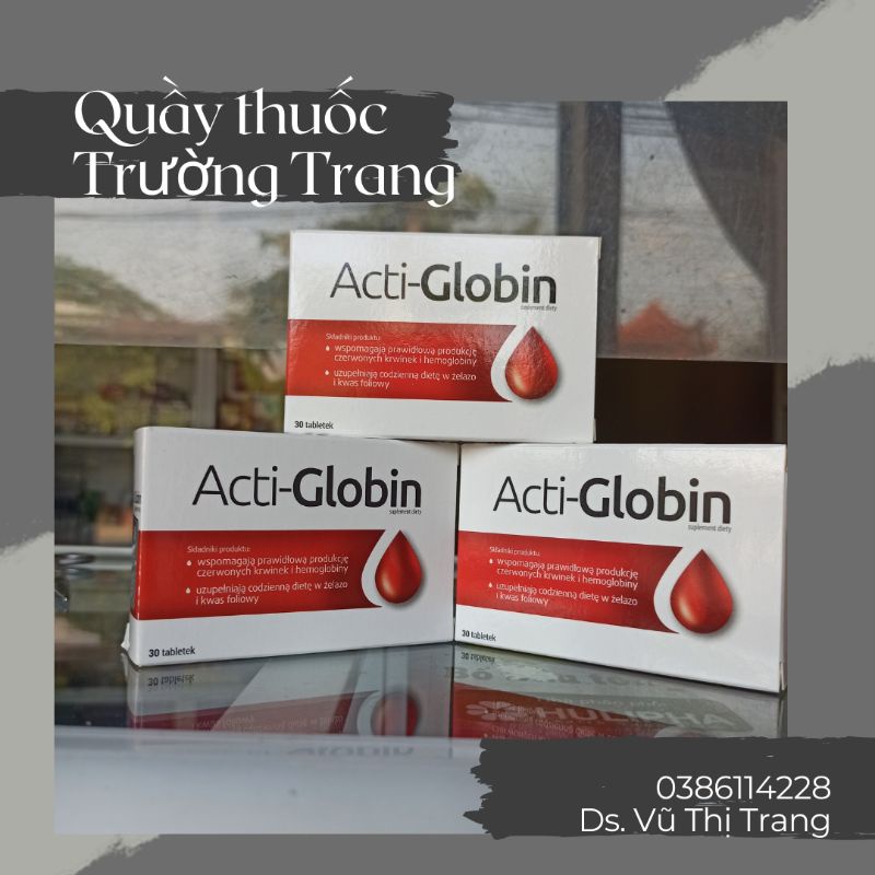 Viên uống bổ sung sắt không táo bón cho bà bầu, sau sinh, người bị thiếu máu - ACTIGLOBIN- hộp 30 viên
