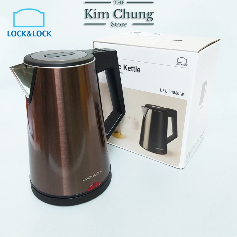 Ấm Đun Siêu Tốc 2 Lớp Cách Nhiệt Lock&Lock EJK631 BLK 1.7 Lít  Màu đen- Hàng chính hãng