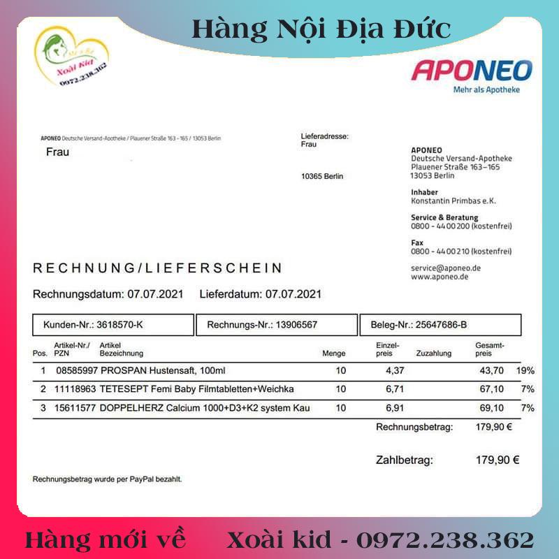 [auth] Vitamin tổng hợp cho mẹ bầu và sau sinh Femibaby của Đức [Hot]